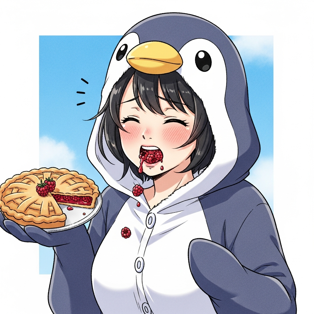 パイを食べる若い女性