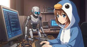 プログラムをする若い女性