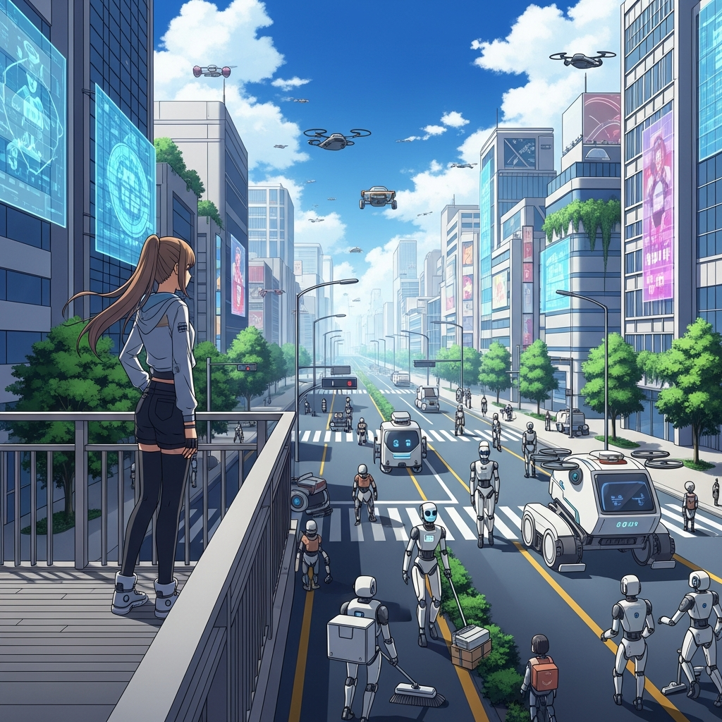 外を見つめる若い女性