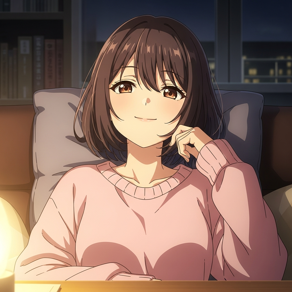 食事が終わって満足な若い女性