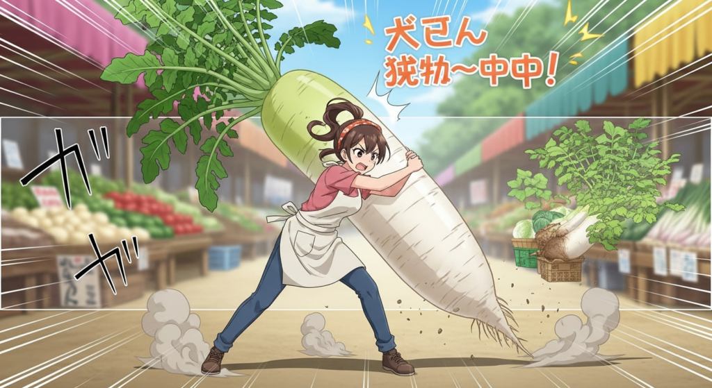 大根を茹でる若い女性