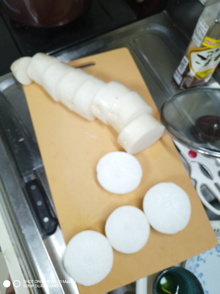 大根下茹で準備