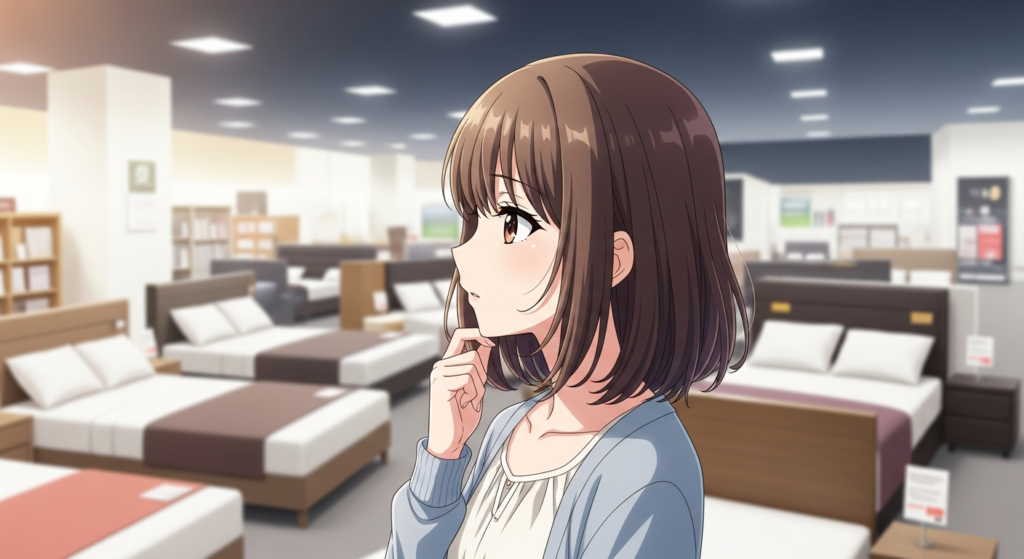 介護ベットを探す若い女性