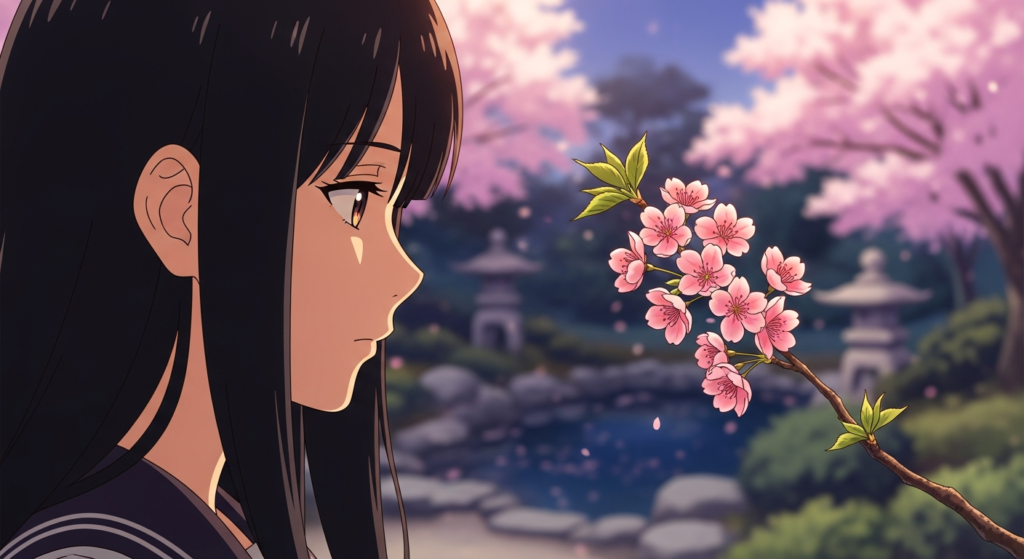 桜を待ってる女性