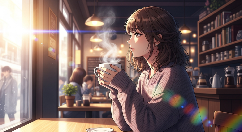 珈琲を飲む若い女性