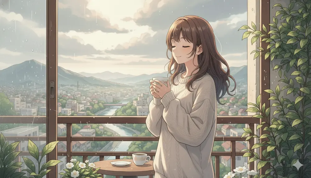 珈琲を飲む女性