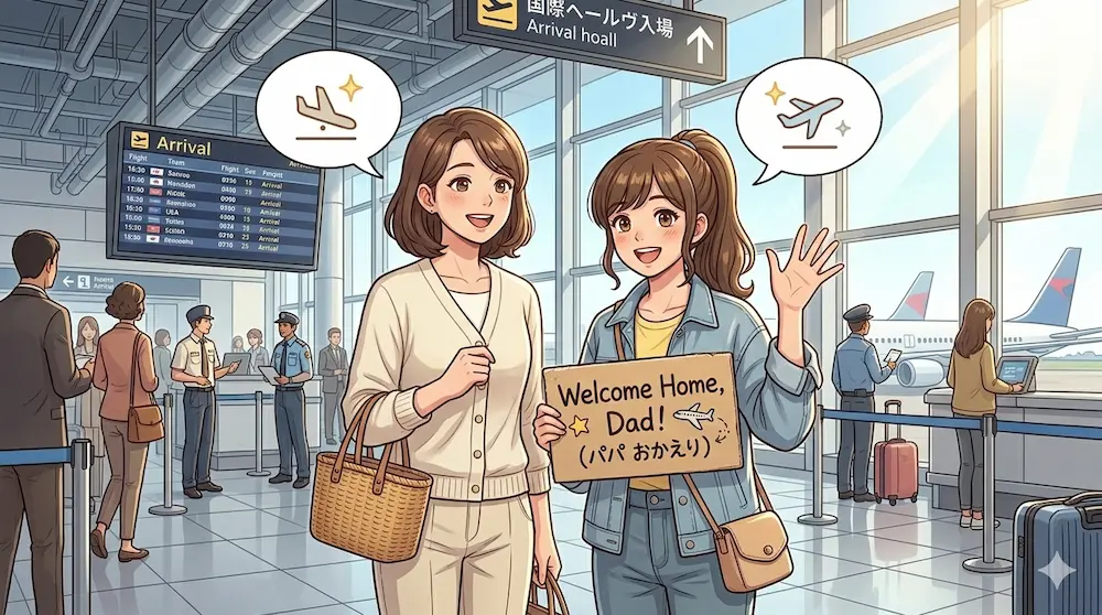 空港へお出迎えの様子