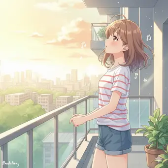 朝のベランダの風景