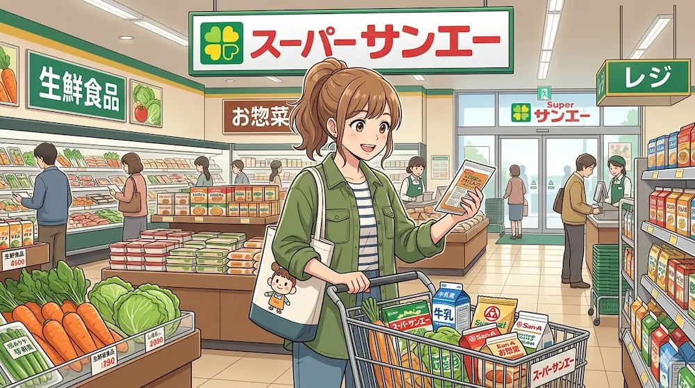 サンエーで買い物をする若い女性