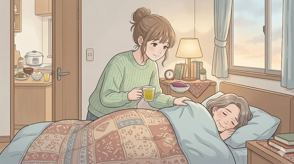 母親が起きないので起こしに来た