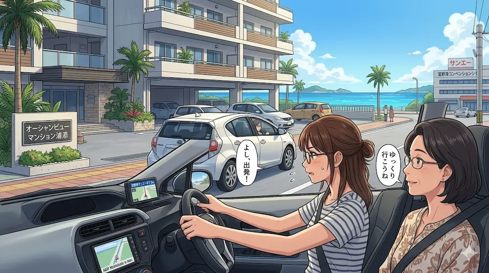 車で買い物へ行く