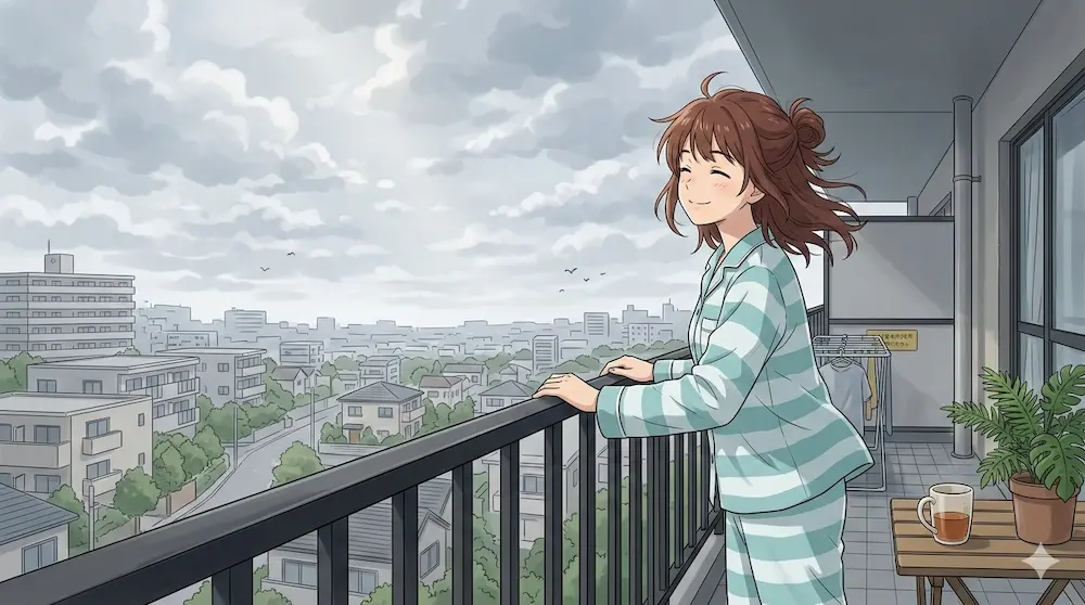 ベランダから見える朝の風景
