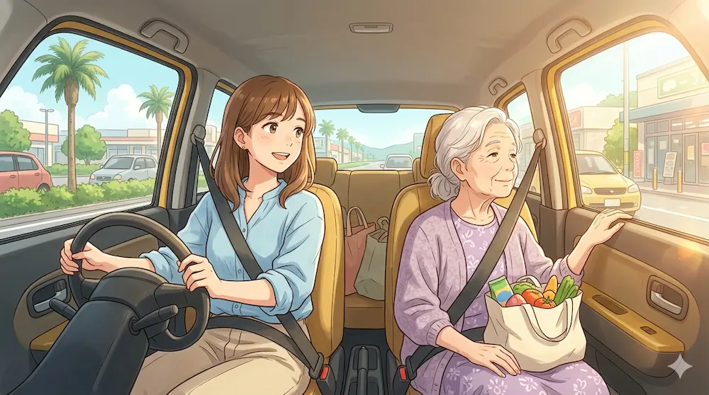 車で買い物に行く
