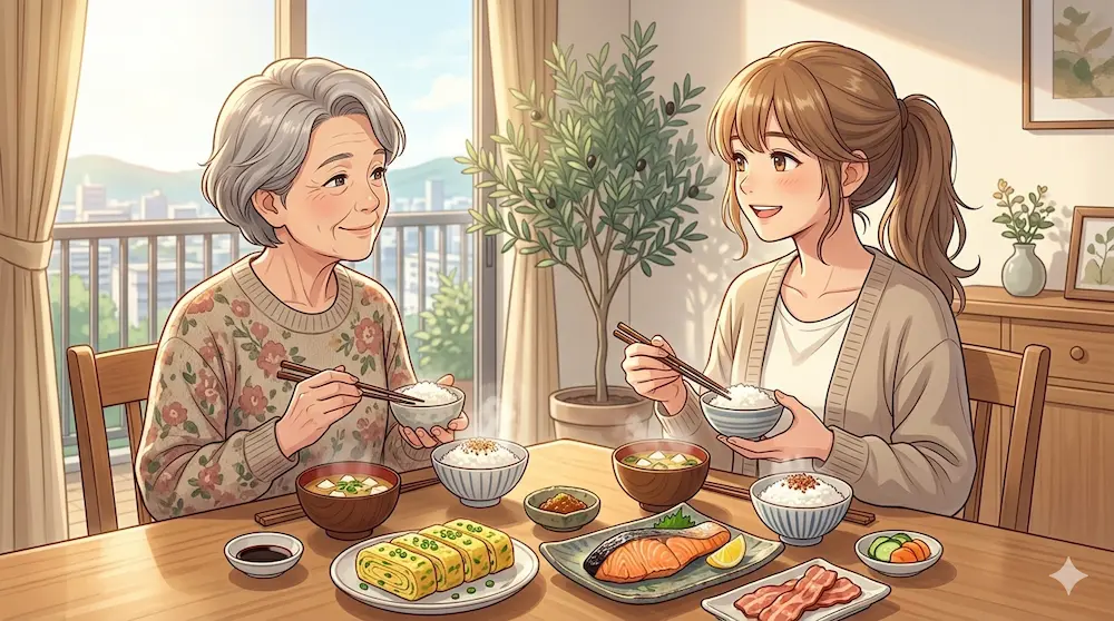 朝ごはんを食べる風景