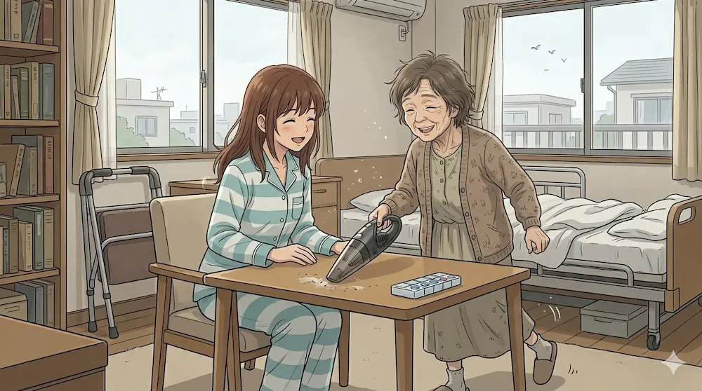朝から掃除をする母親