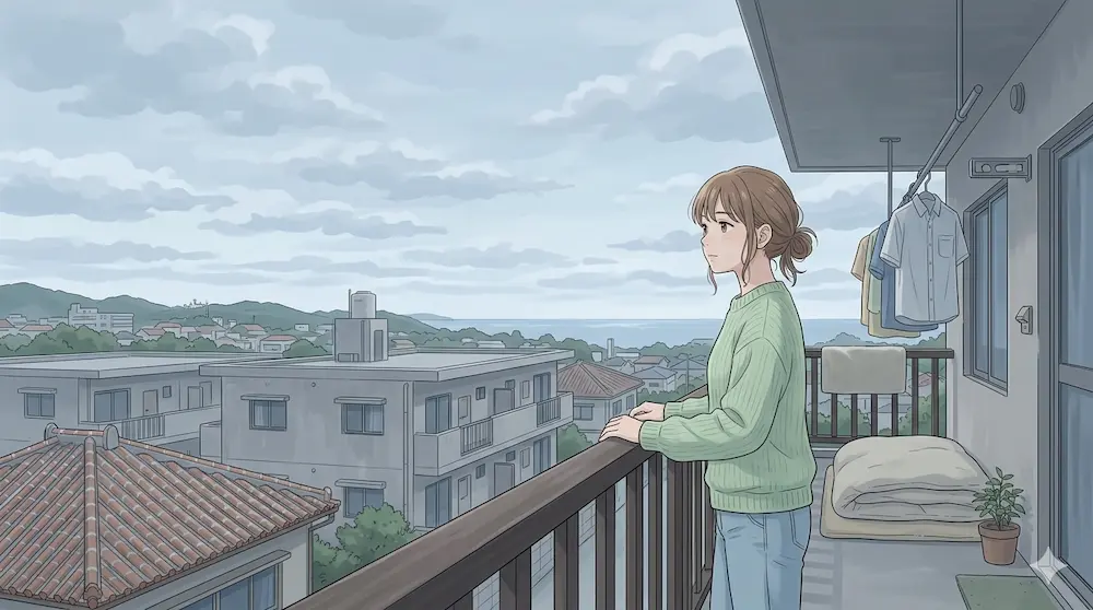 曇り空の朝を眺めてる