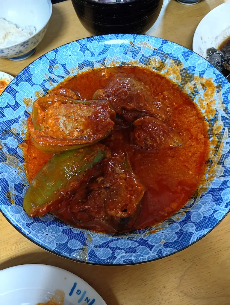 肉詰めピーマン完成