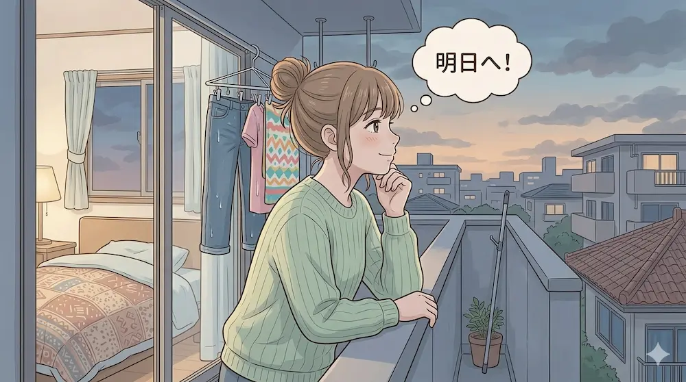 洗濯は明日にした若い女性