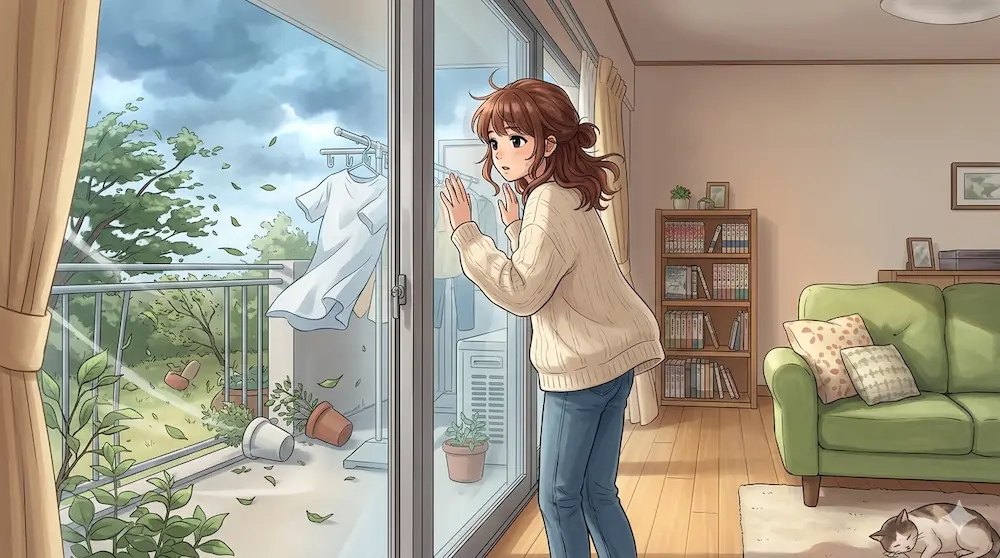 風が強い外の様子