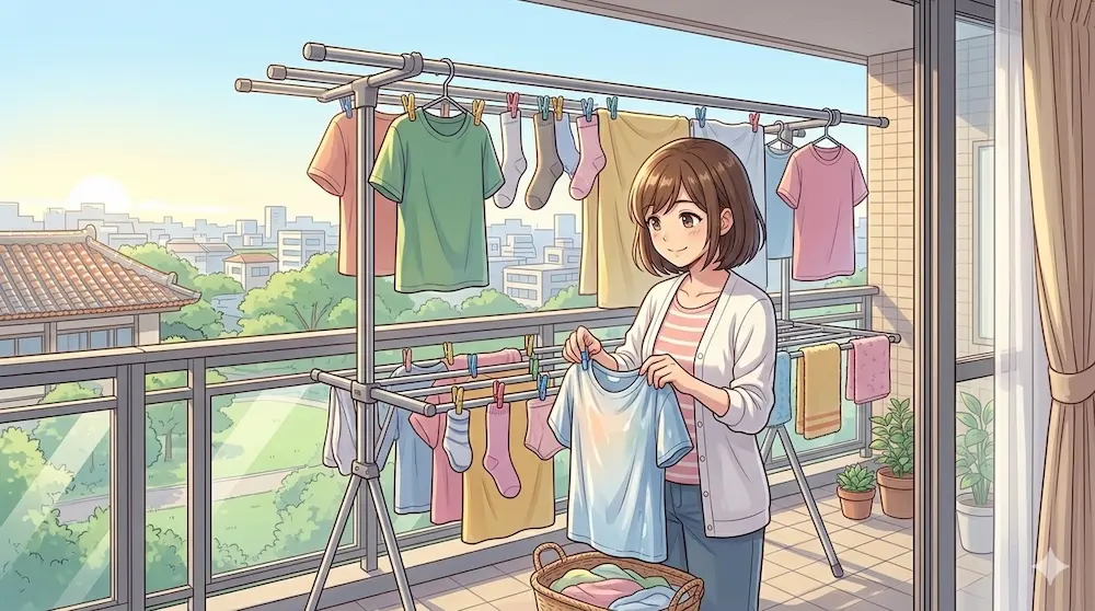 洗濯物を干す風景