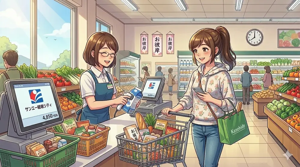 買い物終わり会計へ