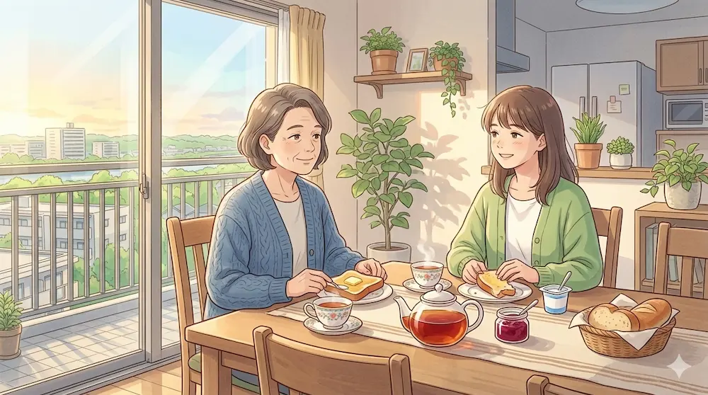 朝ごはんを食べてる風景