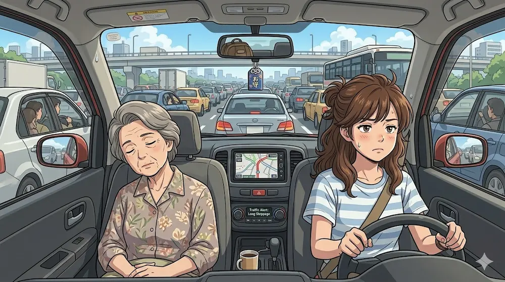 渋滞に巻き込まれる