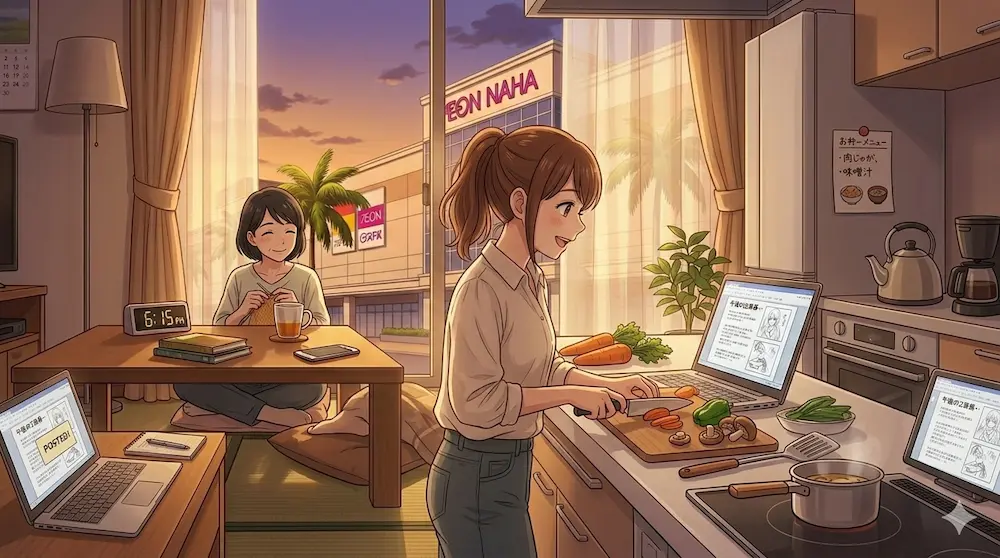 夕食準備をする風景