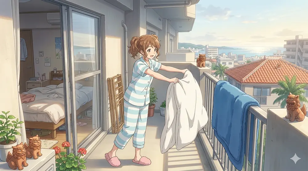 布団をほず風景