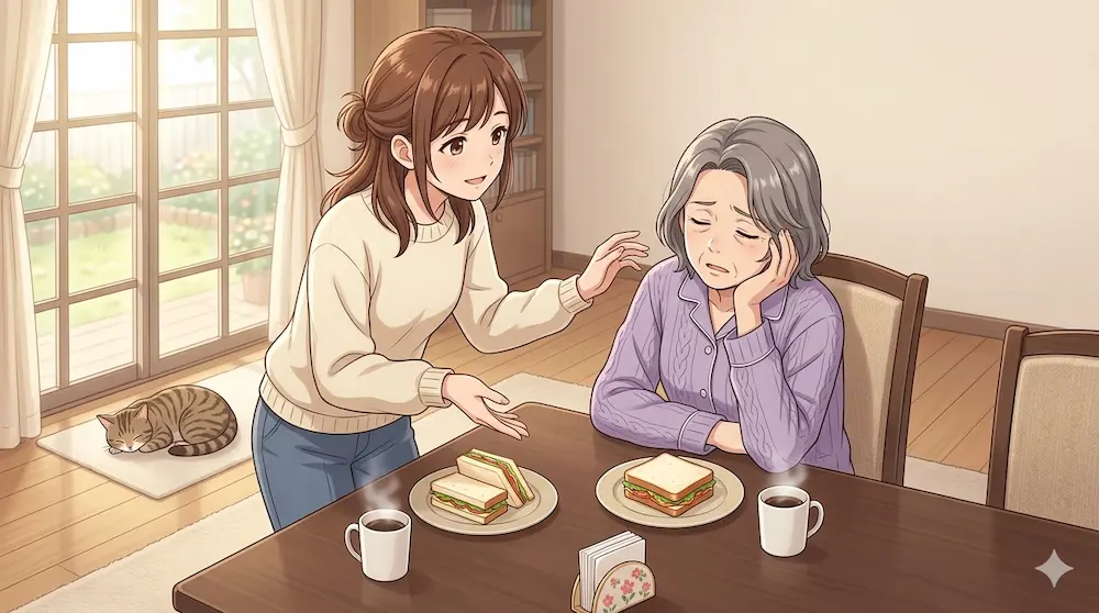 朝ごはんを食べる様子