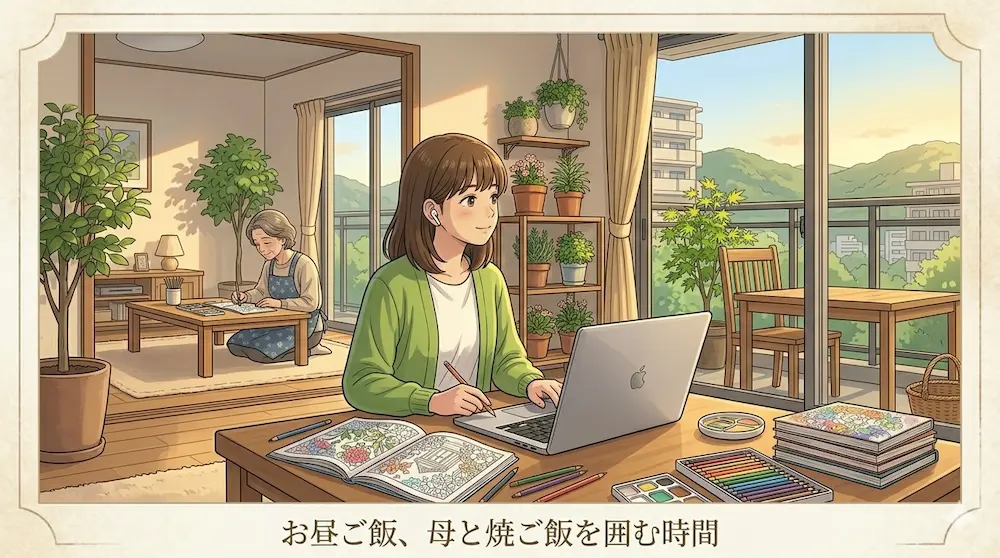 パソコンをしながら様子を見る