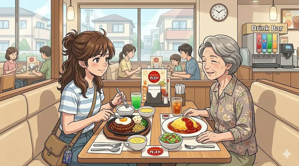 夕食はガストで