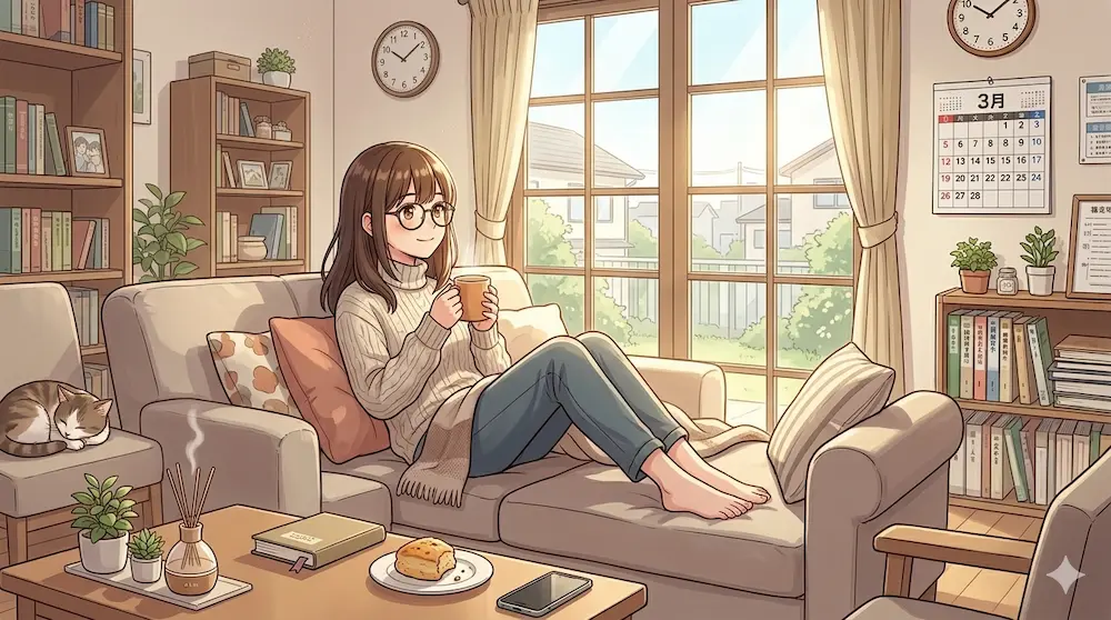 自宅でゆっくりとする