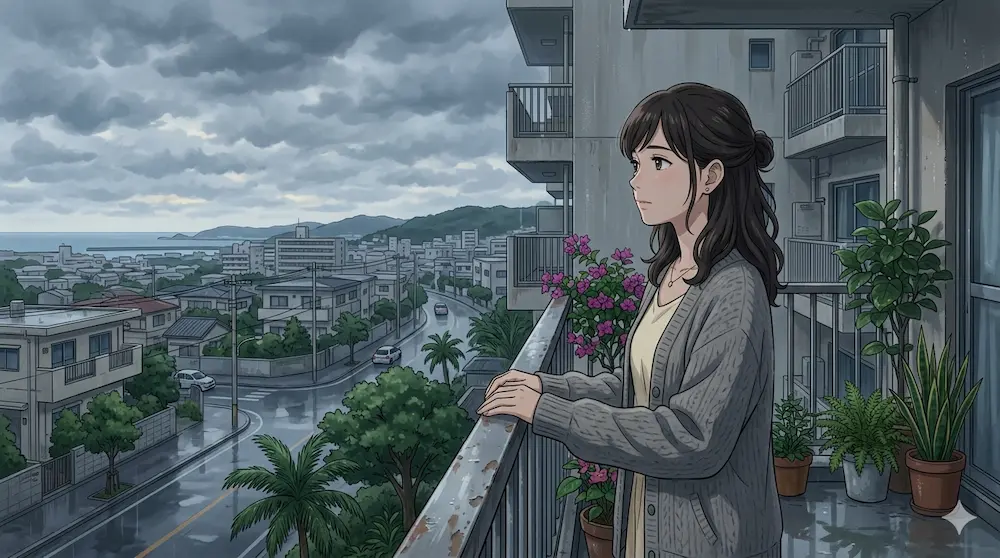朝の風景雨です