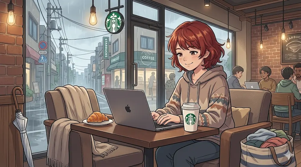 スターバックスコーヒーでくつろぐ