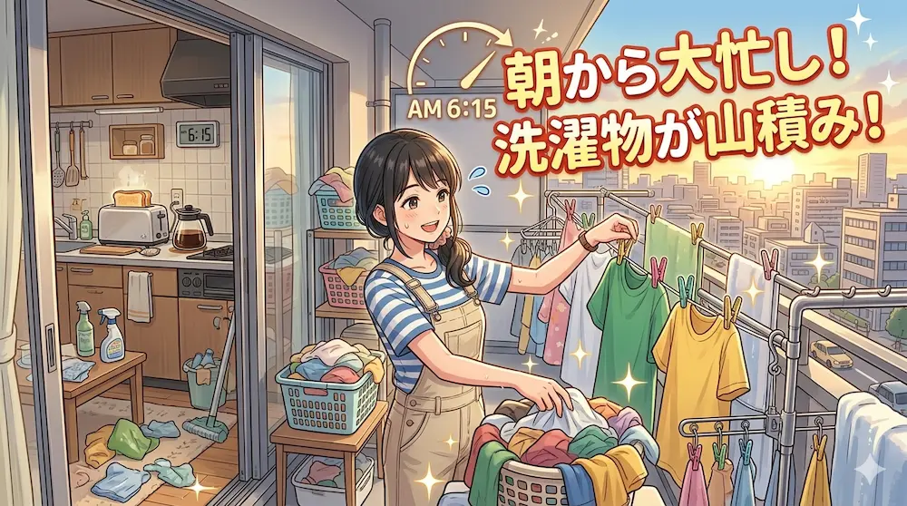朝から洗濯