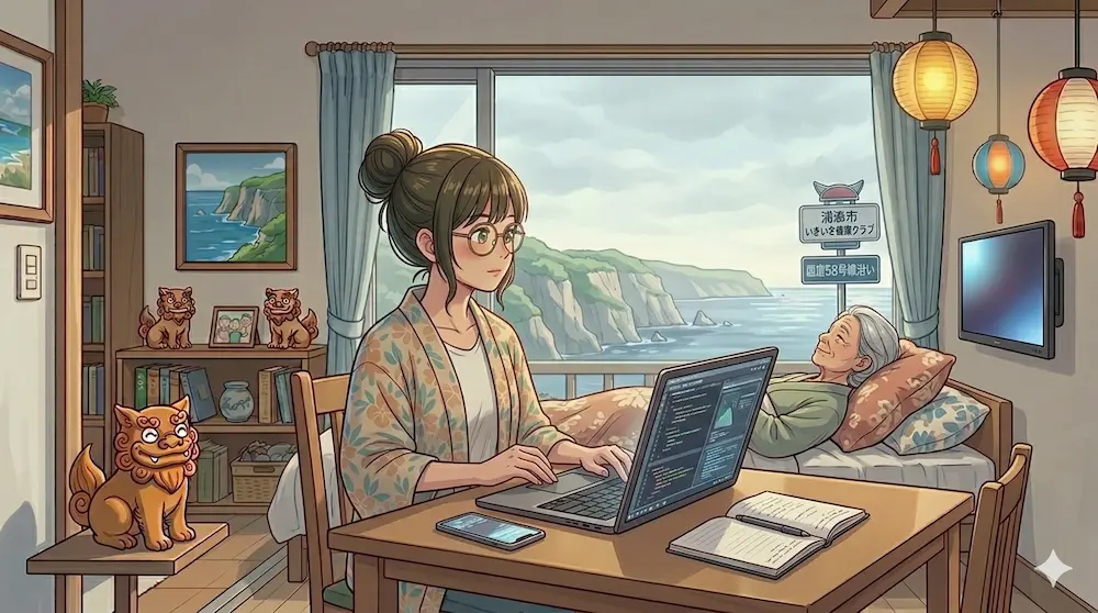 パソコン作業をする若い女性