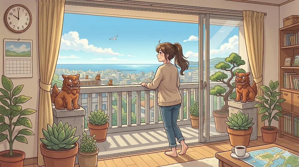 沖縄の朝の風景を楽しむ