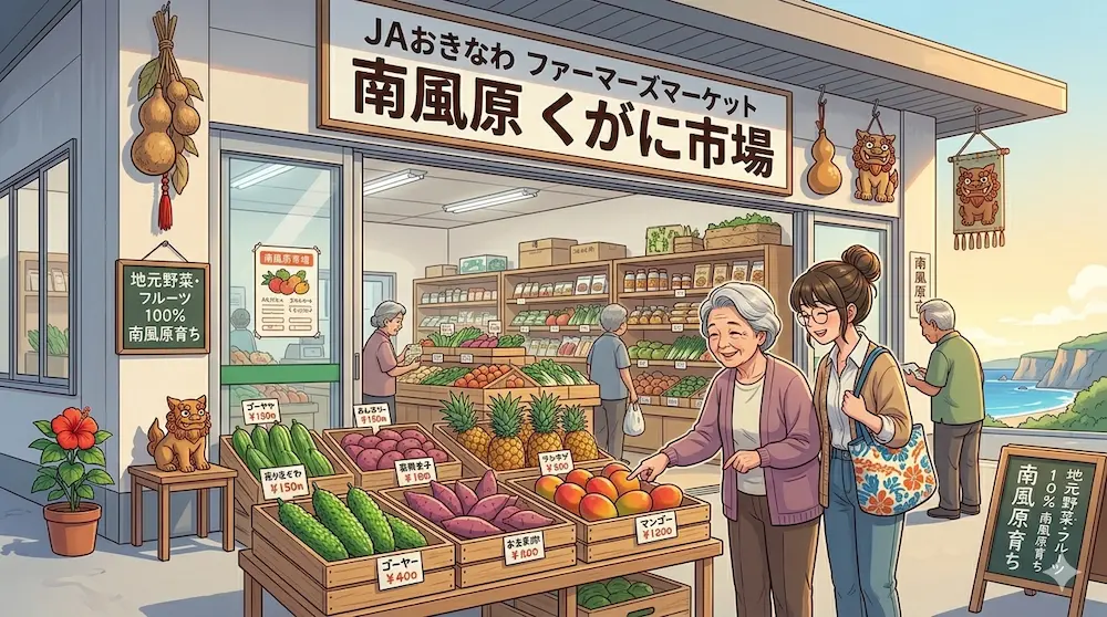 沖縄のくがに市場に行く