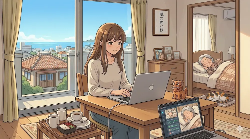 パソコン作業をしながら