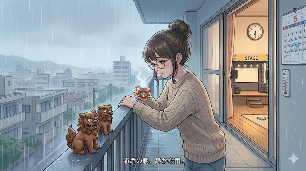 沖縄の雨の朝