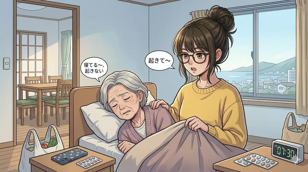 朝起こす