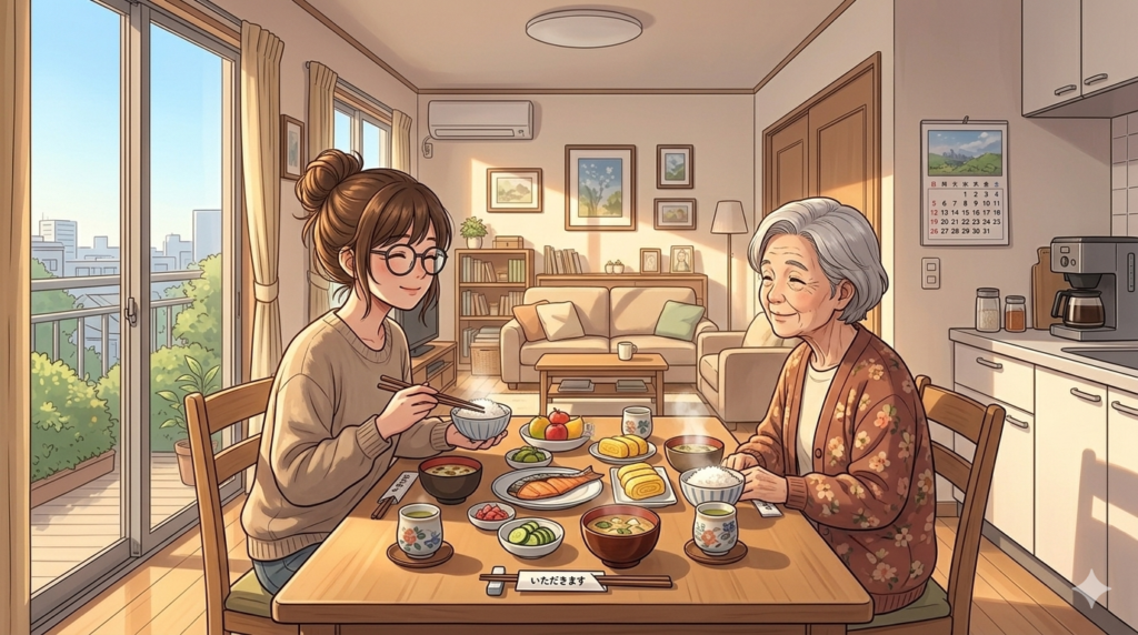 朝ご飯を食べる