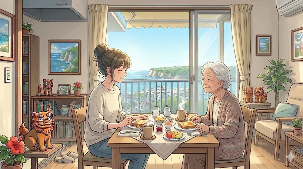 朝ごはんを食べる