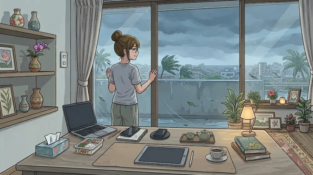 台風の朝