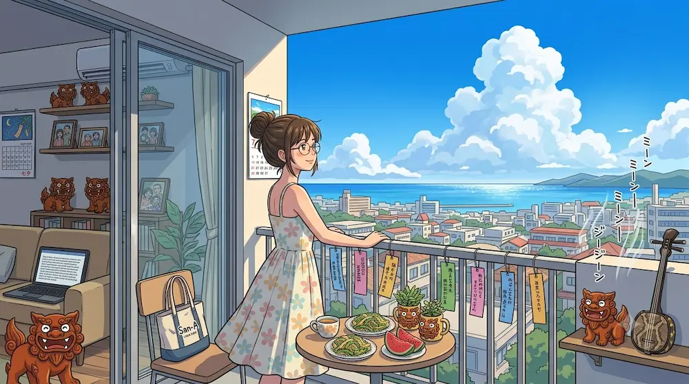 沖縄の暑い夏の朝