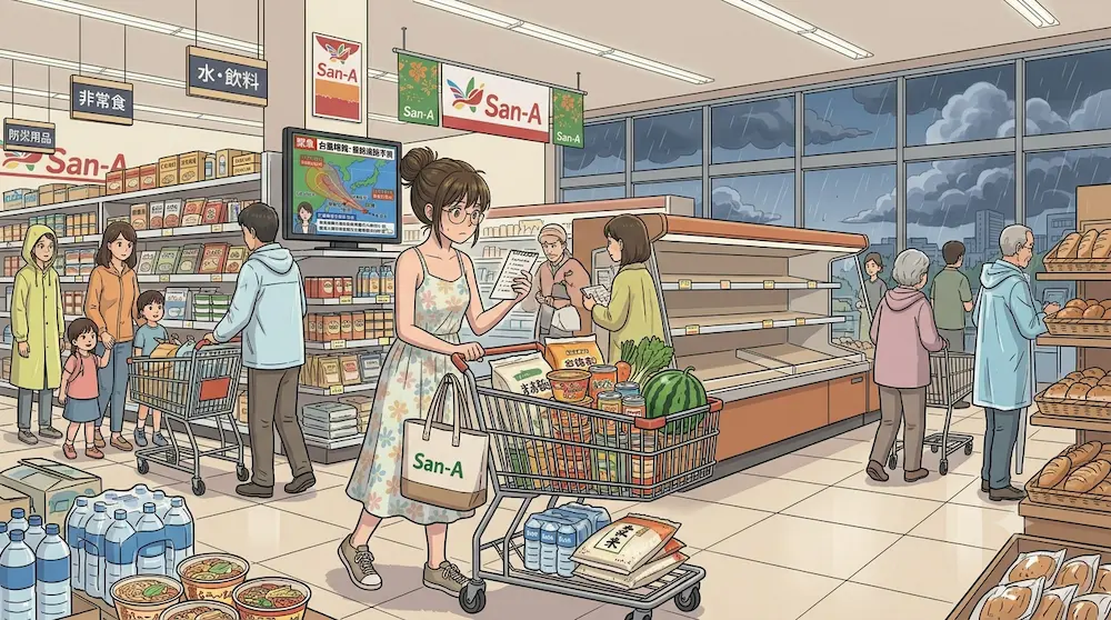 台風前の買い物