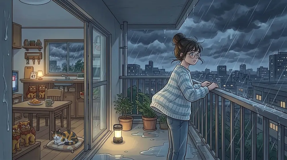 台風と旧盆