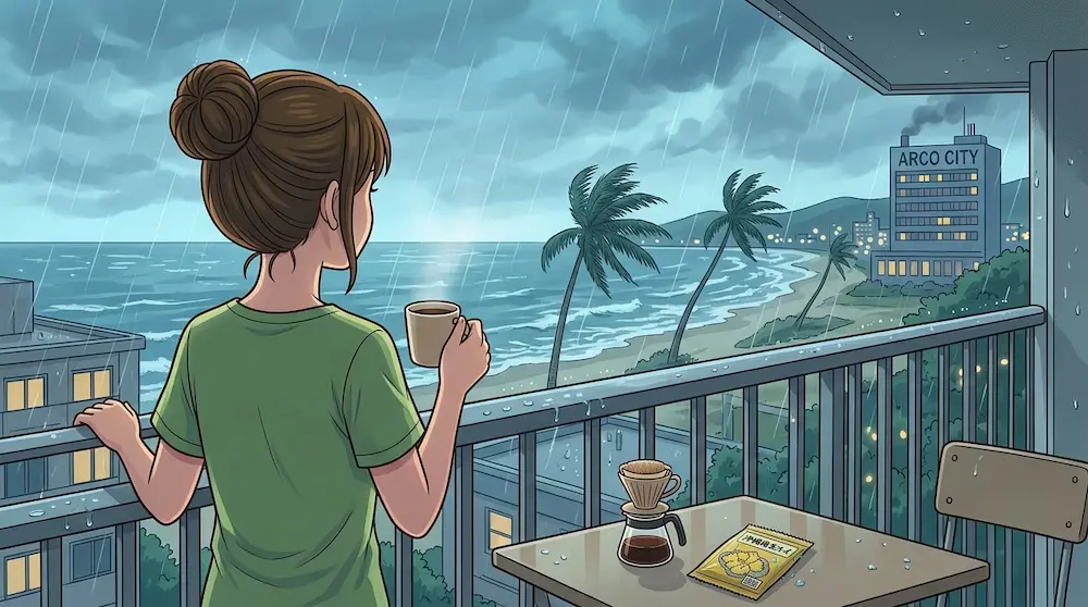 小雨の朝の風景
