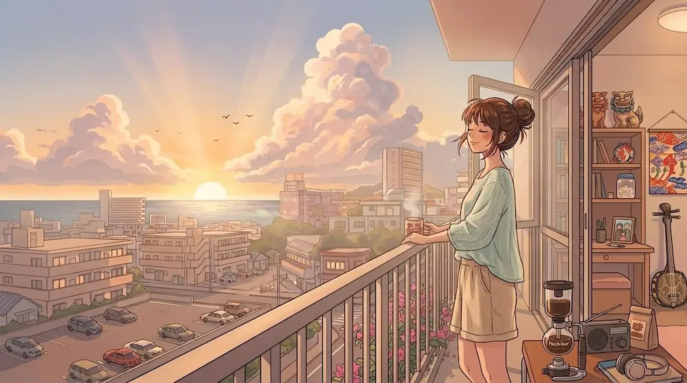 沖縄・港川・朝の風景
